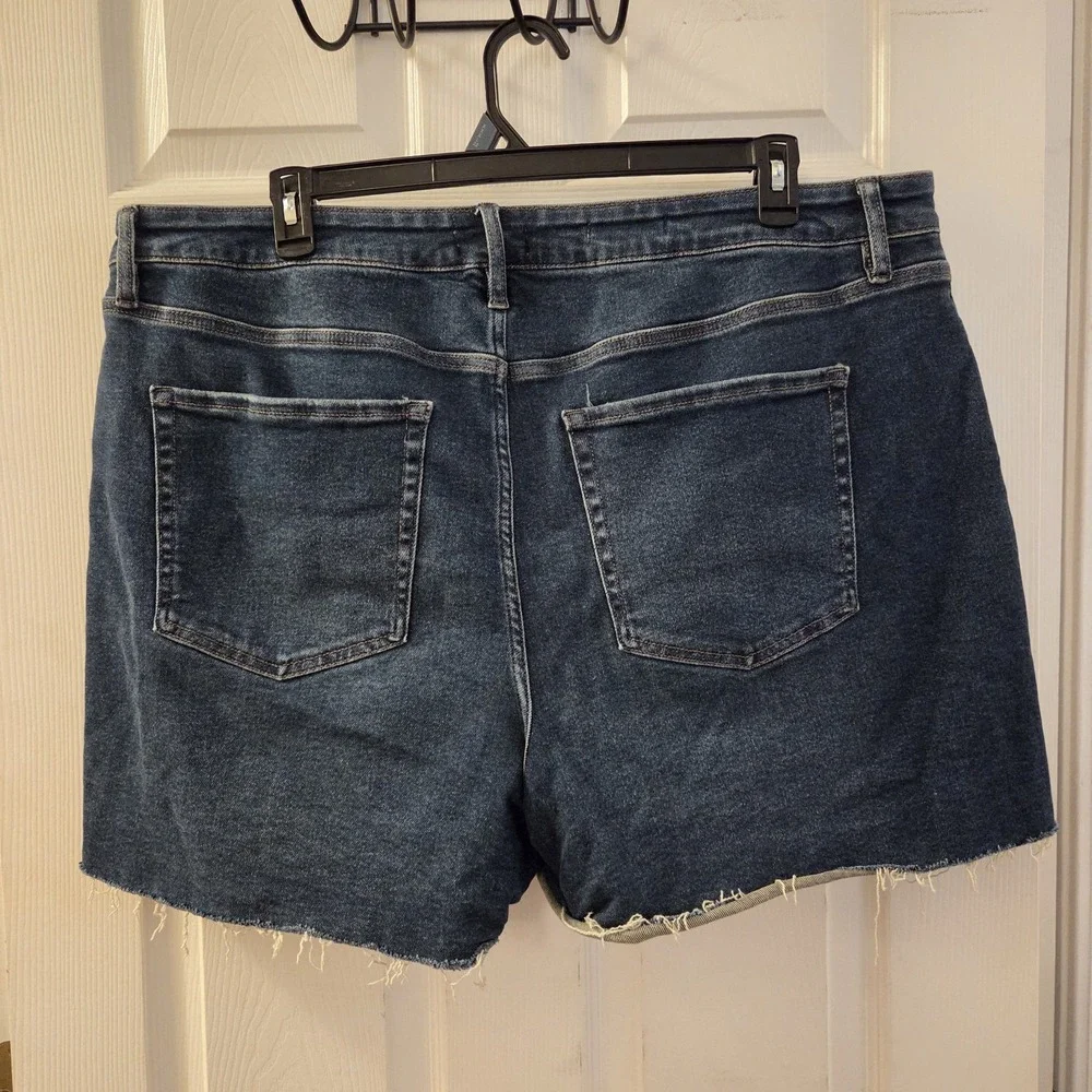 Ava & Viv sz 20 high rise midi jean‎ shorts cut off stretch casual summer